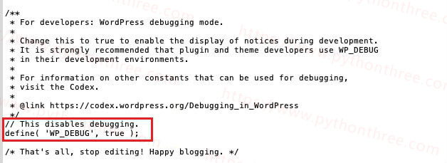 wordpress网站启用debug调试模式