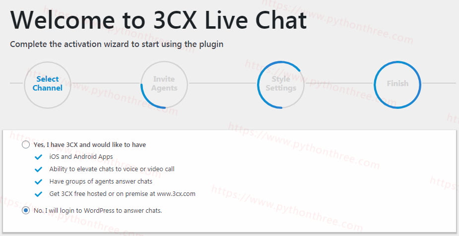 3CX-Live-Chat插件选择登录wordpress聊天