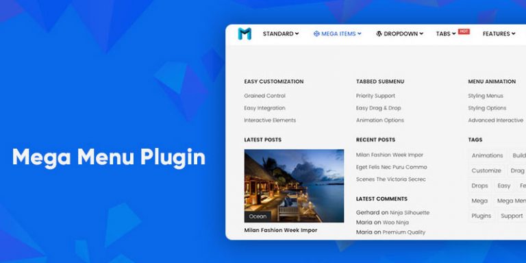 WP Mega Menu Pro插件免费下载WordPress超级菜单插件