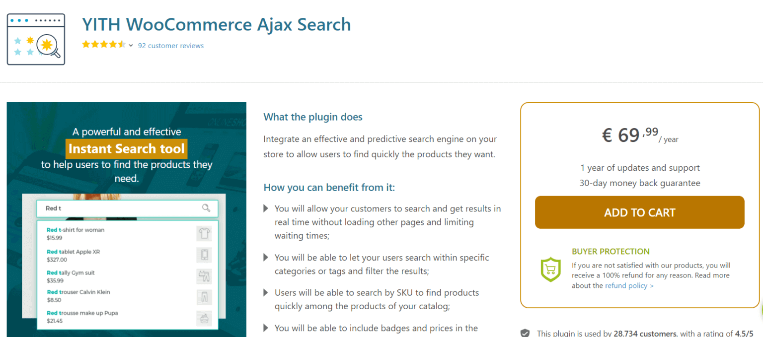 YITH WooCommerce Ajax Search实时搜索插件