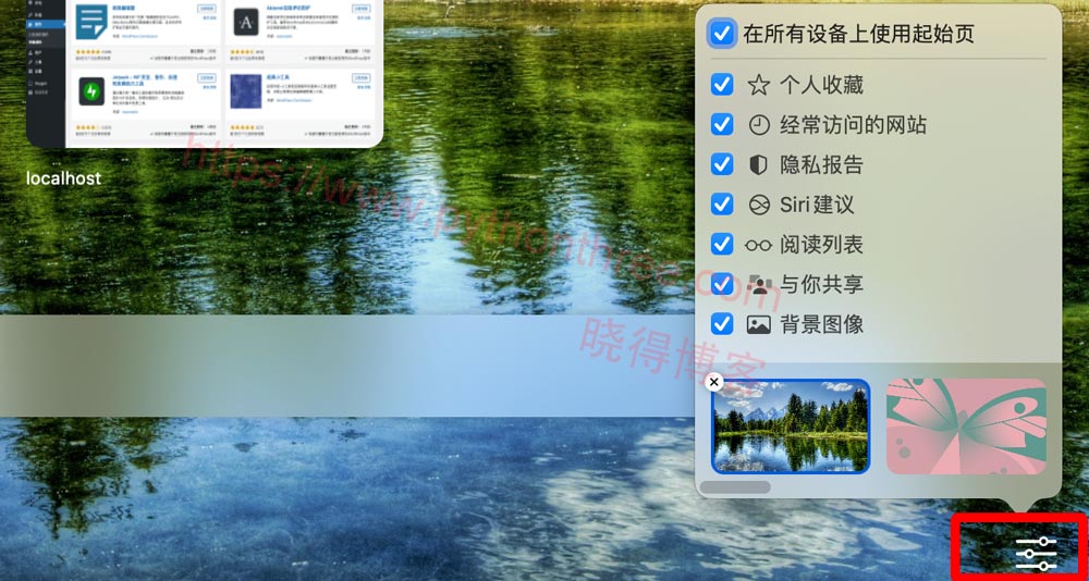 在 Mac Safari 中设置为背景的默认背景图像