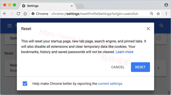 重置Chrome谷歌浏览器