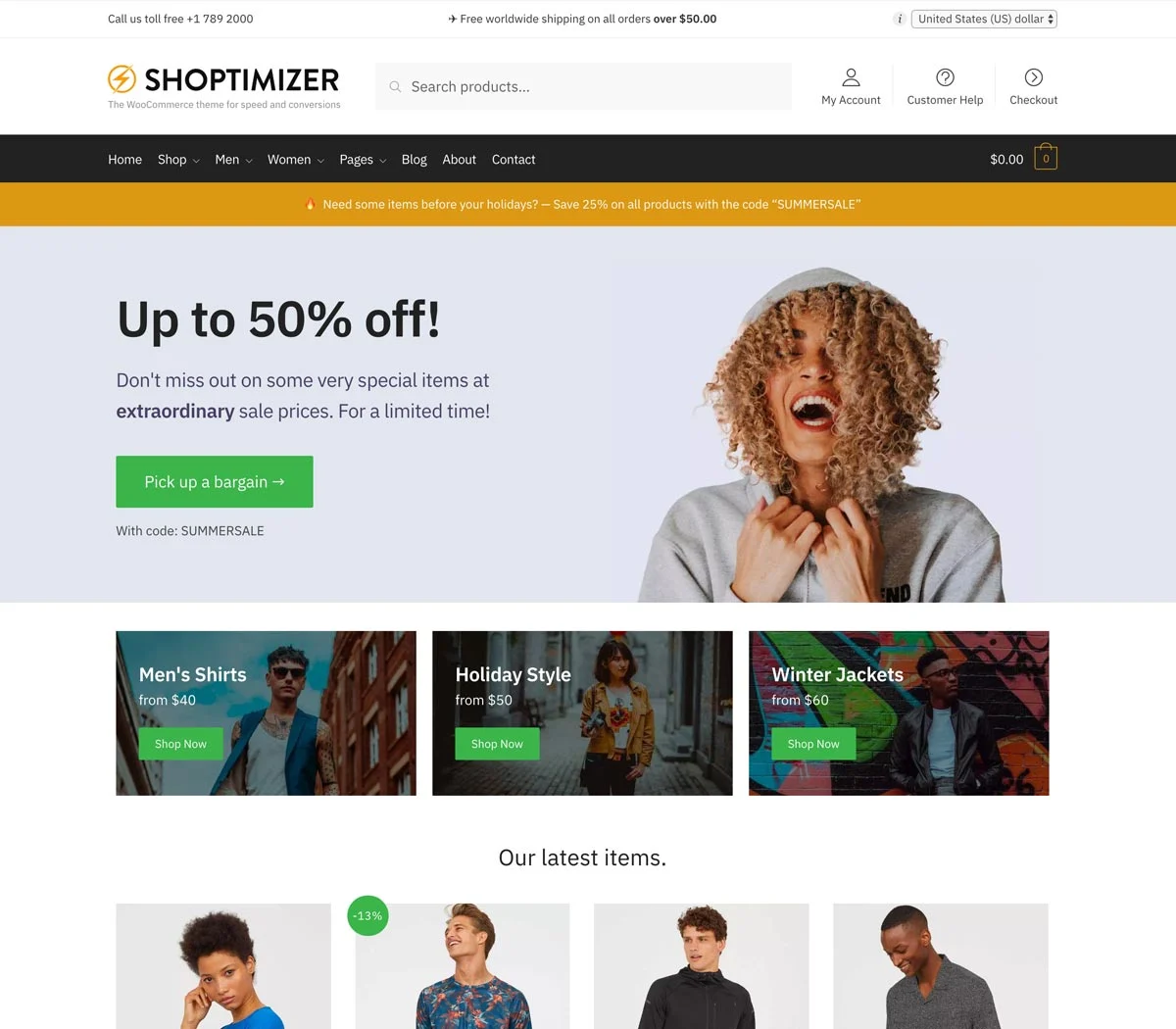 最快的WooCommerce主题Shoptimizer主题功能