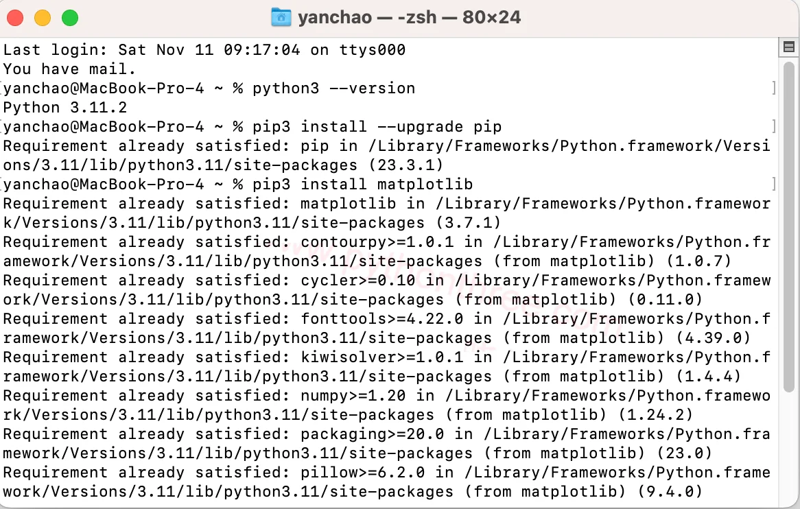 使用pip3安装Matplotlib